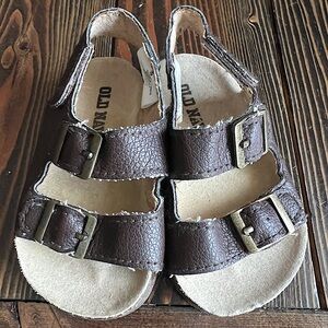 OLD NAVY • burk-like infant baby sandals brown summer shoe • size 2 (3-6 months)